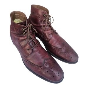 Johnston & Murphy Burgundy Wingtip Lace-up Leather Boots 9.5M